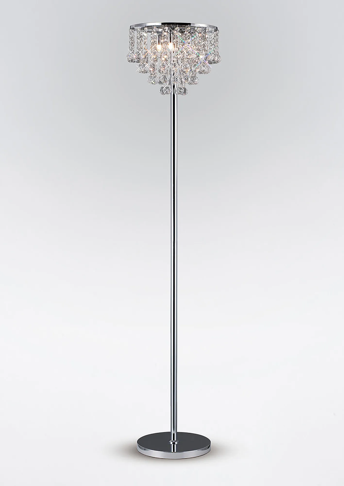 Atla Polished Chrome Crystal Floor Lamps Diyas Designer Floor Lamps 